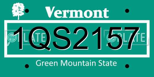 1QS2157 Vermont License Plate