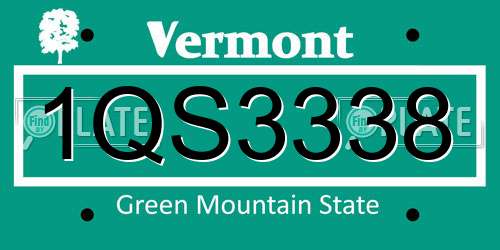 1QS3338 Vermont License Plate