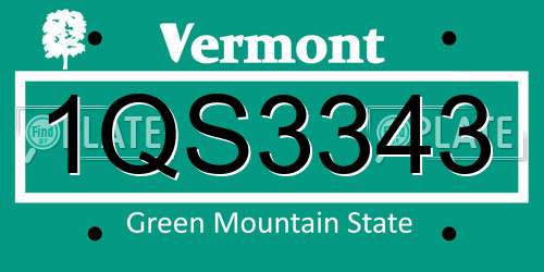 1QS3343 Vermont License Plate