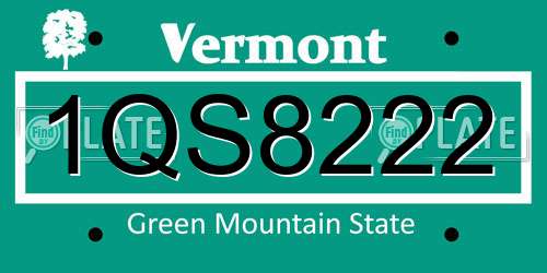 1QS8222 Vermont License Plate