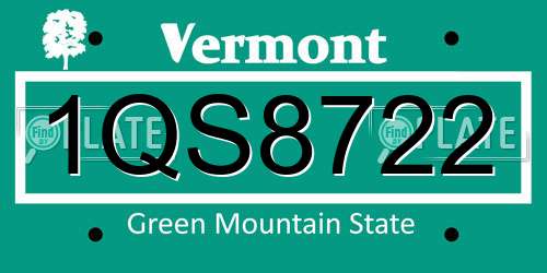1QS8722 Vermont License Plate