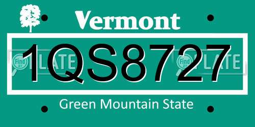 1QS8727 Vermont License Plate