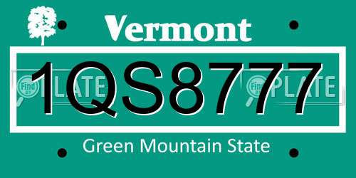 1QS8777 Vermont License Plate