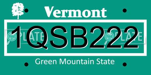 1QSB222 Vermont License Plate