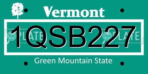 1QSB227 Vermont License Plate