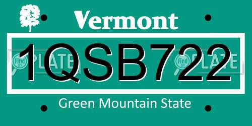 1QSB722 Vermont License Plate