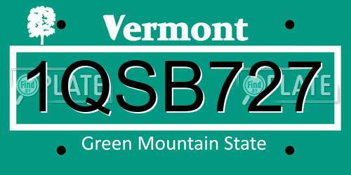 1QSB727 Vermont License Plate