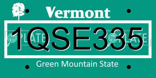 1QSE335 Vermont License Plate