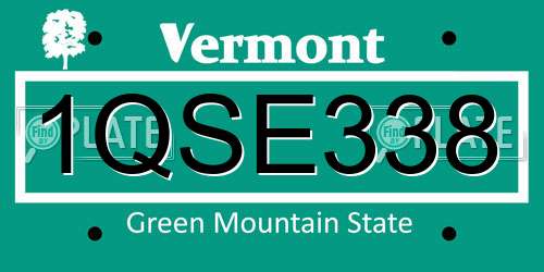 1QSE338 Vermont License Plate