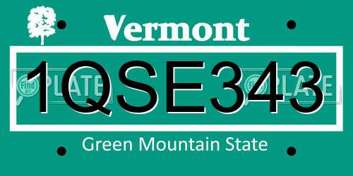 1QSE343 Vermont License Plate