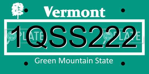 1QSS222 Vermont License Plate