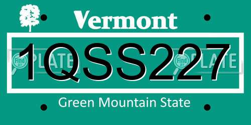 1QSS227 Vermont License Plate