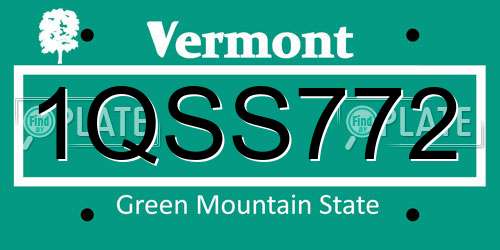 1QSS772 Vermont License Plate