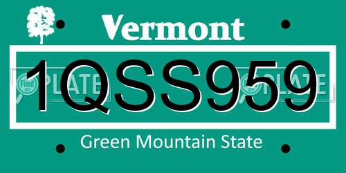 1QSS959 Vermont License Plate