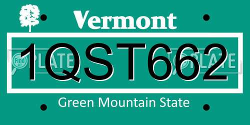 1QST662 Vermont License Plate