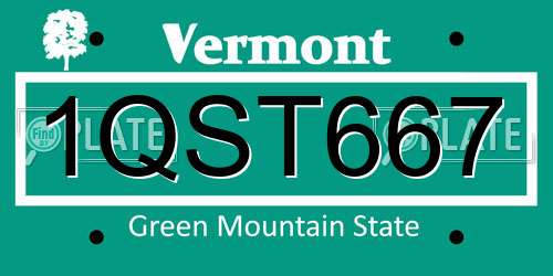 1QST667 Vermont License Plate