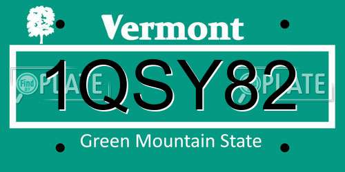 1QSY82 Vermont License Plate