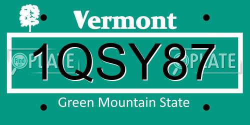 1QSY87 Vermont License Plate