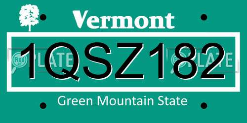 1QSZ182 Vermont License Plate