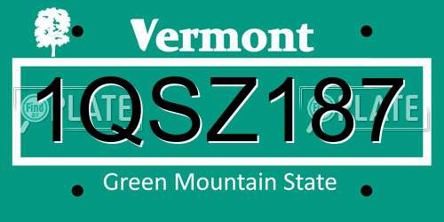 1QSZ187 Vermont License Plate
