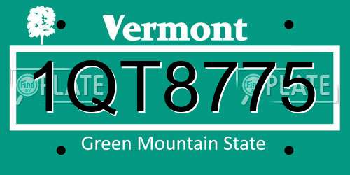 1QT8775 Vermont License Plate