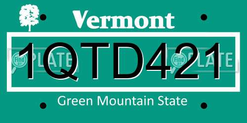 1QTD421 Vermont License Plate