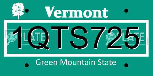 1QTS725 Vermont License Plate
