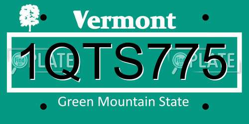 1QTS775 Vermont License Plate