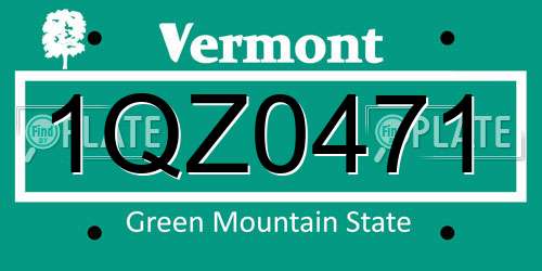1QZ0471 Vermont License Plate