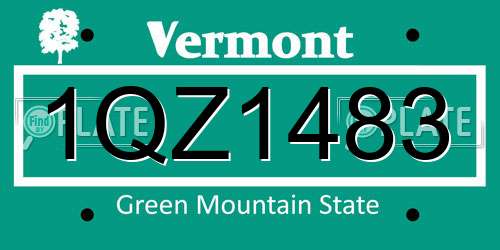 1QZ1483 Vermont License Plate