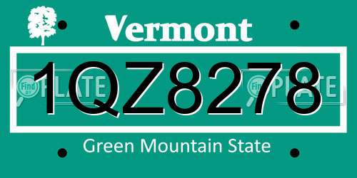 1QZ8278 Vermont License Plate