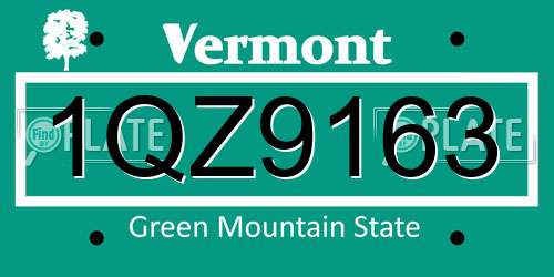 1QZ9163 Vermont License Plate