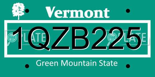 1QZB225 Vermont License Plate