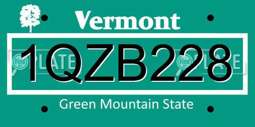 1QZB228 Vermont License Plate
