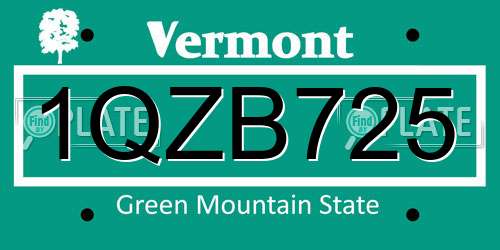 1QZB725 Vermont License Plate