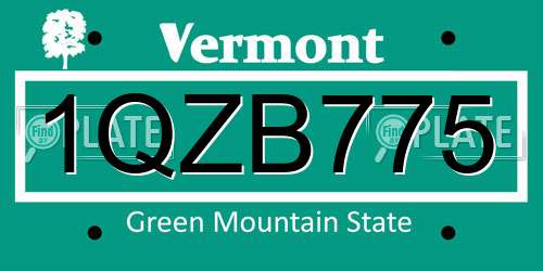 1QZB775 Vermont License Plate