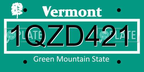 1QZD421 Vermont License Plate