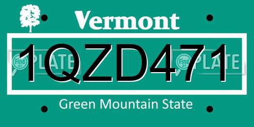 1QZD471 Vermont License Plate