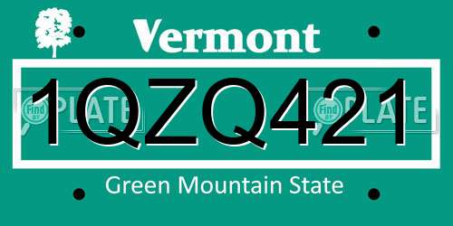1QZQ421 Vermont License Plate