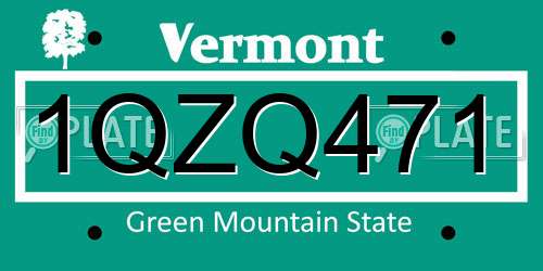 1QZQ471 Vermont License Plate