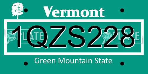 1QZS228 Vermont License Plate