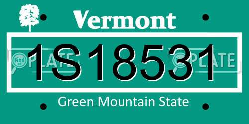1S18531 Vermont License Plate