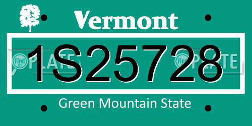 1S25728 Vermont License Plate