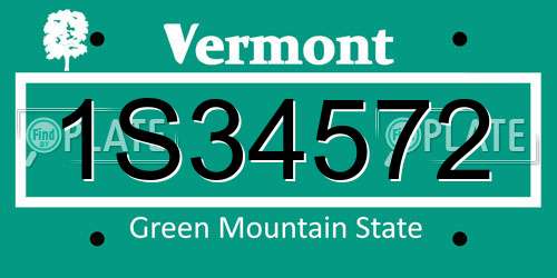 1S34572 Vermont License Plate