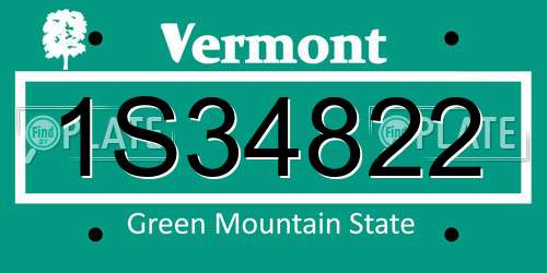 1S34822 Vermont License Plate