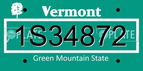 1S34872 Vermont License Plate