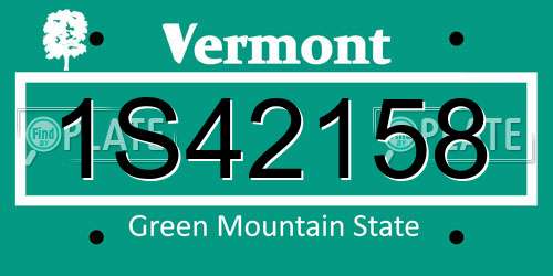 1S42158 Vermont License Plate