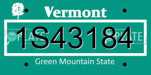 1S43184 Vermont License Plate