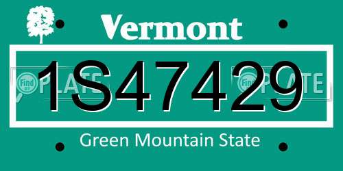 1S47429 Vermont License Plate