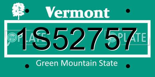1S52757 Vermont License Plate